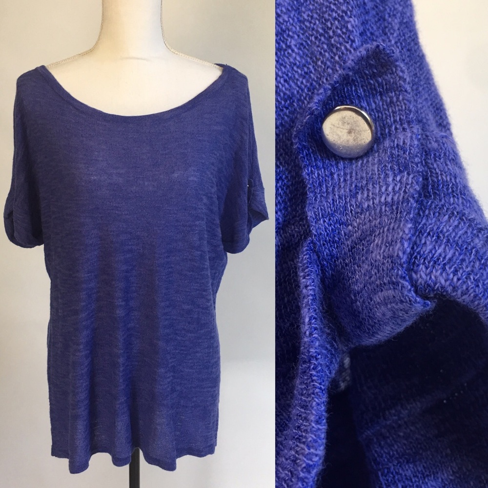Joseph A‎ Short Sleeve Thin Sweater High Low Top